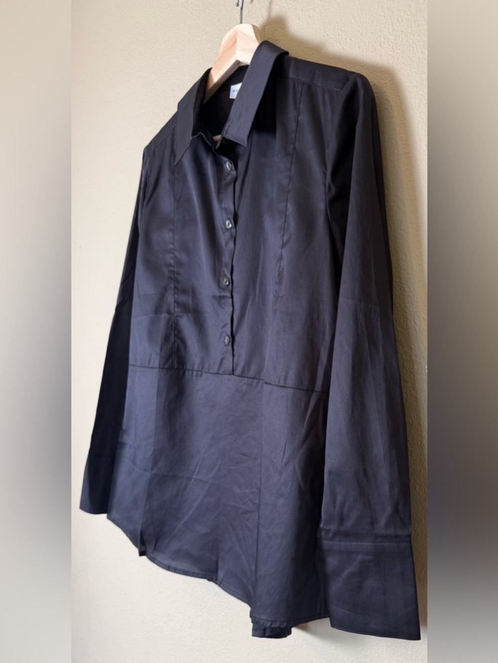 NWT Harshman Los Angeles Black Long-Sleeve Button Pullover Cotton Shirt Medium - Picture 3 of 7